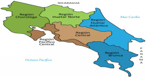 Mapa de Costa Rica: Regiones socioeconómicas Mapa de Costa Rica: Regiones socioeconómicas