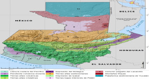 Mapa de Guatemala: Regiones fisiográficas Mapa de Guatemala: Regiones fisiográficas