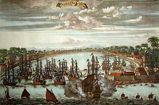 Colombo, Ceilán neerlandés, basado en un grabado de 1680.