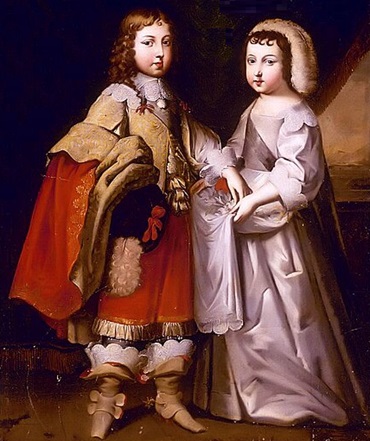El joven rey Luis XIV con su hermano Felipe, el duque de Orleans.