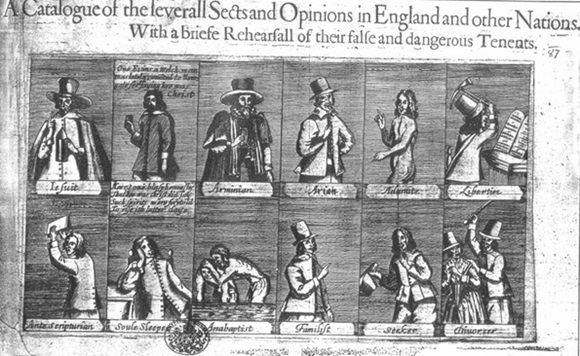 Sectas en Inglaterra. Grabado satírico, 1647.