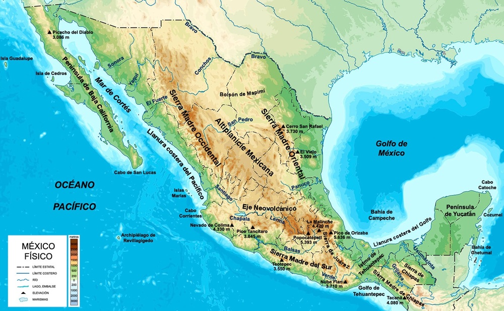 Mapa físico de México
