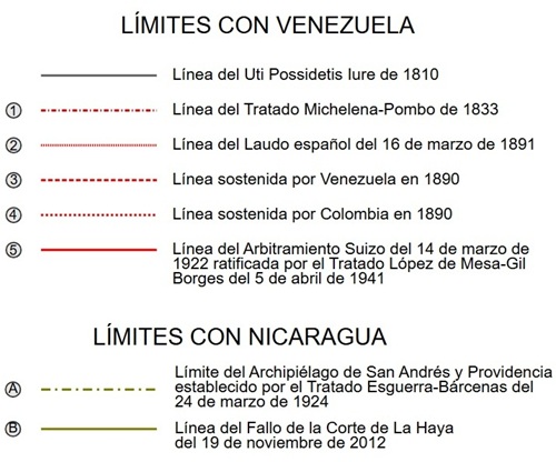 Delimitaciones de las fronteras de Colombia con Venezuela y Nicaragua