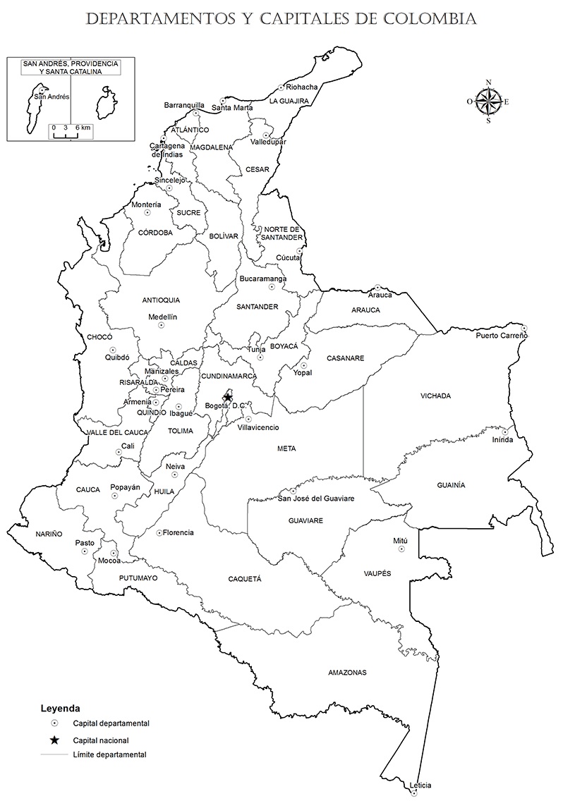 Croquis del mapa de Colombia con departamentos y capitales Croquis del mapa de Colombia con departamentos y capitales