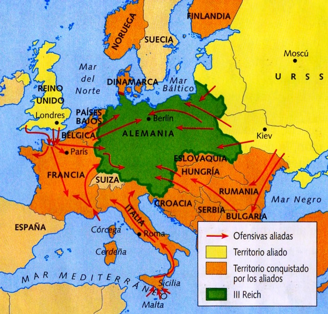 Mapa de Europa: Ofensiva de los aliados en la Segunda Guerra Mundial |  SocialHizo